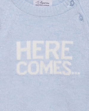 Baby Here Comes Trouble Jumper in Pale Blue