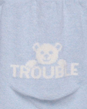 Baby Here Comes Trouble Leggings in Pale Blue