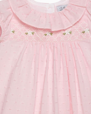 Baby My 1st Smocked Dress in Pale Pink Flowers