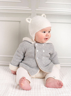 Lapinou Hat Little Teddy Hat in White - Trotters Childrenswear