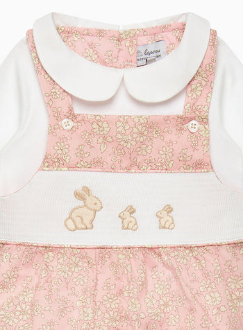 Baby Capel Bunny Smocked Dungarees