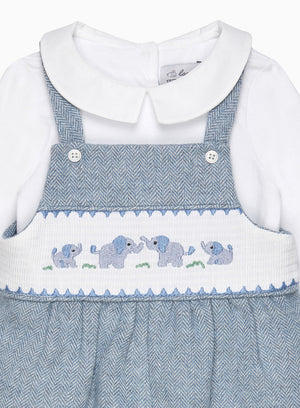 Baby Elephant Smocked Dungarees