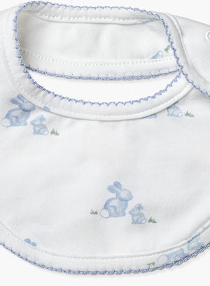 Baby Bib in Pale Blue Bunny