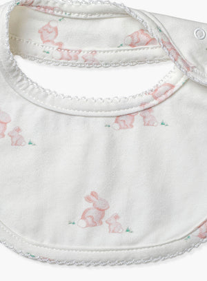 Baby Bib in Pale Pink Bunny