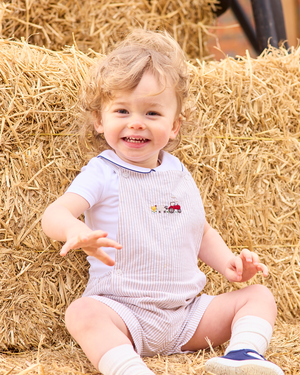 Baby Alexander Bib Shorts in Oatmeal Stripe