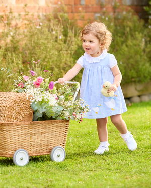 Baby Duck Pinafore in Blue Stripe