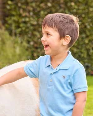 Harry Piqué Polo in Pale Blue