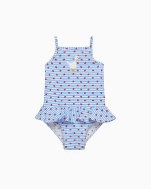 Hampton Swim Swimsuit Baby Duck Swimsuit in Blue Strawberry Stripe