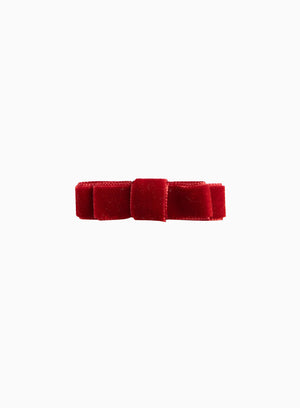 Small Velvet Bow Hair Clip in Red