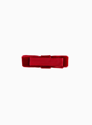 Small Velvet Bow Hair Clip in Red