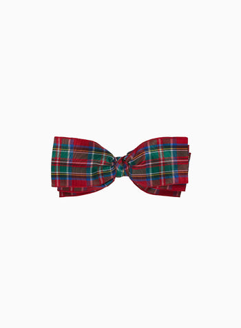 Ribbon Bow Hair Clip in Red Plaid