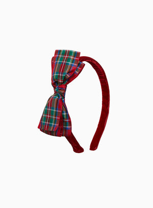 Big Ribbon Bow Band in Red Plaid