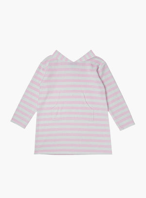 Towelling Hoody in Pale Pink Stripe