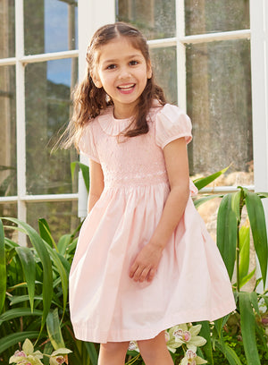 Willow Rose Hand Smocked Dress in Pink