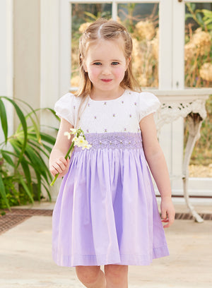 Rose Hand Smocked Dress in Lilac