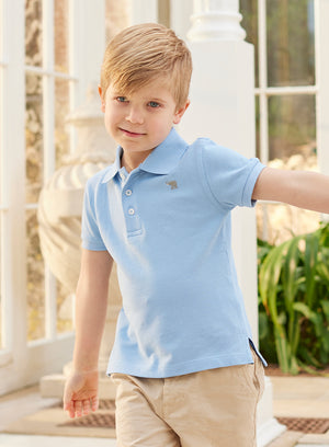 Harry Piqué Polo in Pale Blue