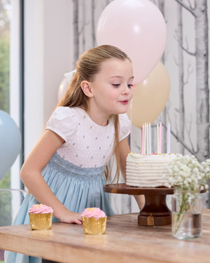 Rose Hand Smocked Dress in Sea Blue