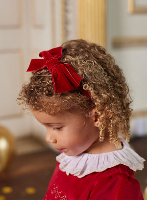 Velvet Big Bow Alice Band in Red