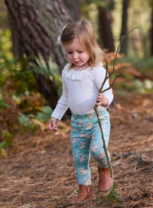 Baby Jersey Leggings in Pale Green Bunny