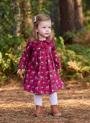 Baby Deer Jersey Dress in Berry