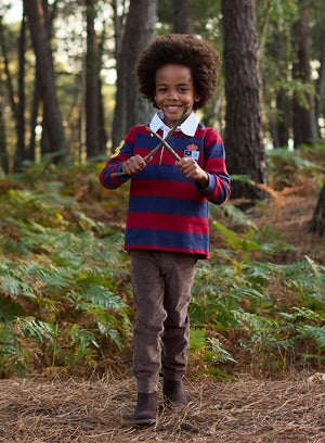 Nicholas Rugby Shirt in Navy/Red Stripes