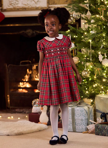 Confiture Dress Charlotte Smocked Dress in Red Tartan