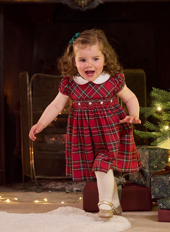 Confiture Dress Baby Charlotte Smocked Dress in Red Tartan