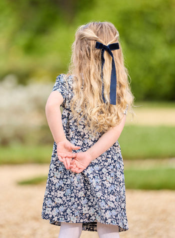 Large Velvet Bow Hair Clip in Navy