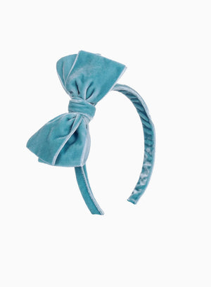 Velvet Big Bow Alice Band in Blue