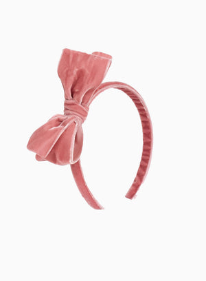 Velvet Big Bow Alice Band in Blush