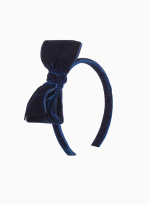 Velvet Big Bow Alice Band in Navy