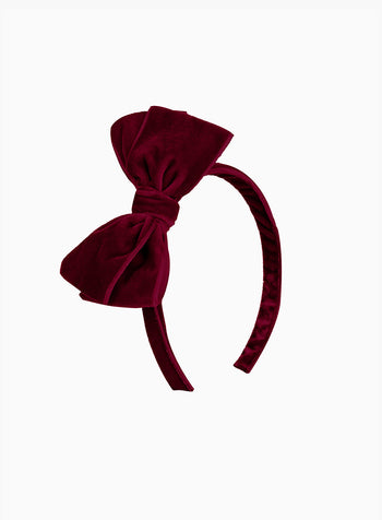 Velvet Big Bow Alice Band in Claret