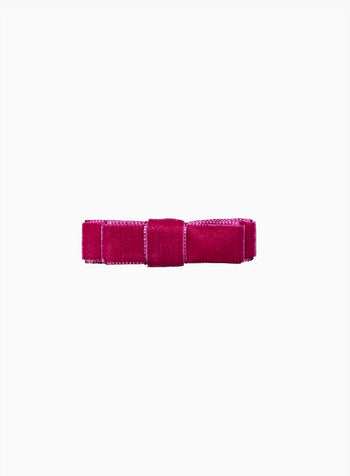 Small Velvet Bow Hair Clip in Fuchsia