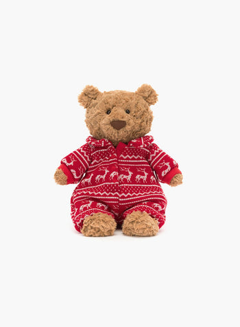 Jellycat Toy Bartholomew Bear Winter Pyjamas