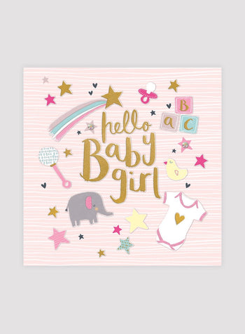 Rachel Ellen Toy Hello Baby Girl Card - Trotters Childrenswear