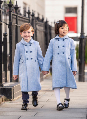 Trotters Heritage Coat Classic Coat in Pale Blue