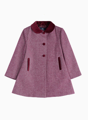 Trotters Heritage Coat Matilda Swing Coat in Pink Herringbone