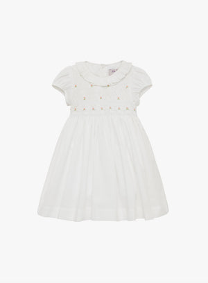 Baby Willow Rose Hand Smocked Dress in White