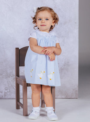 Confiture Dress Little Jemima Pinafore in Pale Blue Gingham