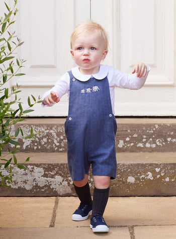 Little Alfie Bib Shorts in Navy Elephant