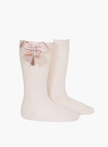 Chelsea Clothing Company Socks Bow Knee High Socks in Nude