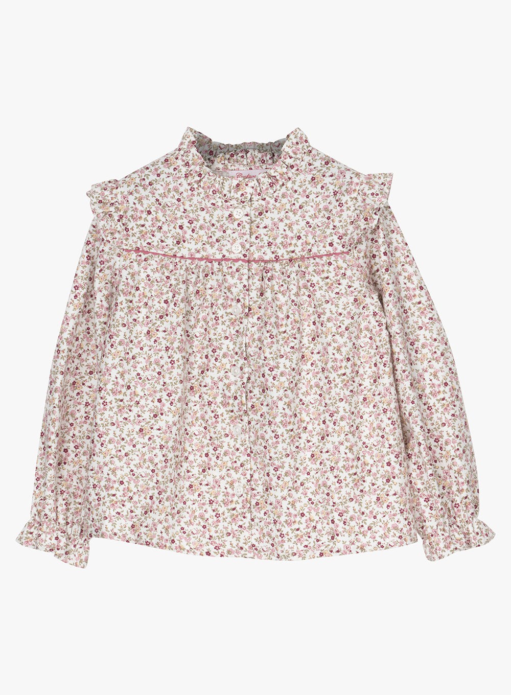 Confiture Girls' Francis Ruffle Blouse in Ditsy Pink/Lilac Floral ...