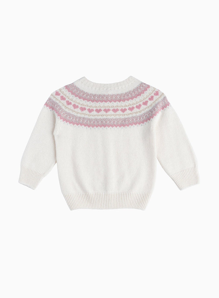 Baby Girls Natasha Fair Isle Cardigan in Winter White/ Pink | Trotters ...