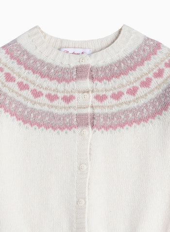 Confiture Cardigan Little Natasha Fair Isle Cardigan in Winter White