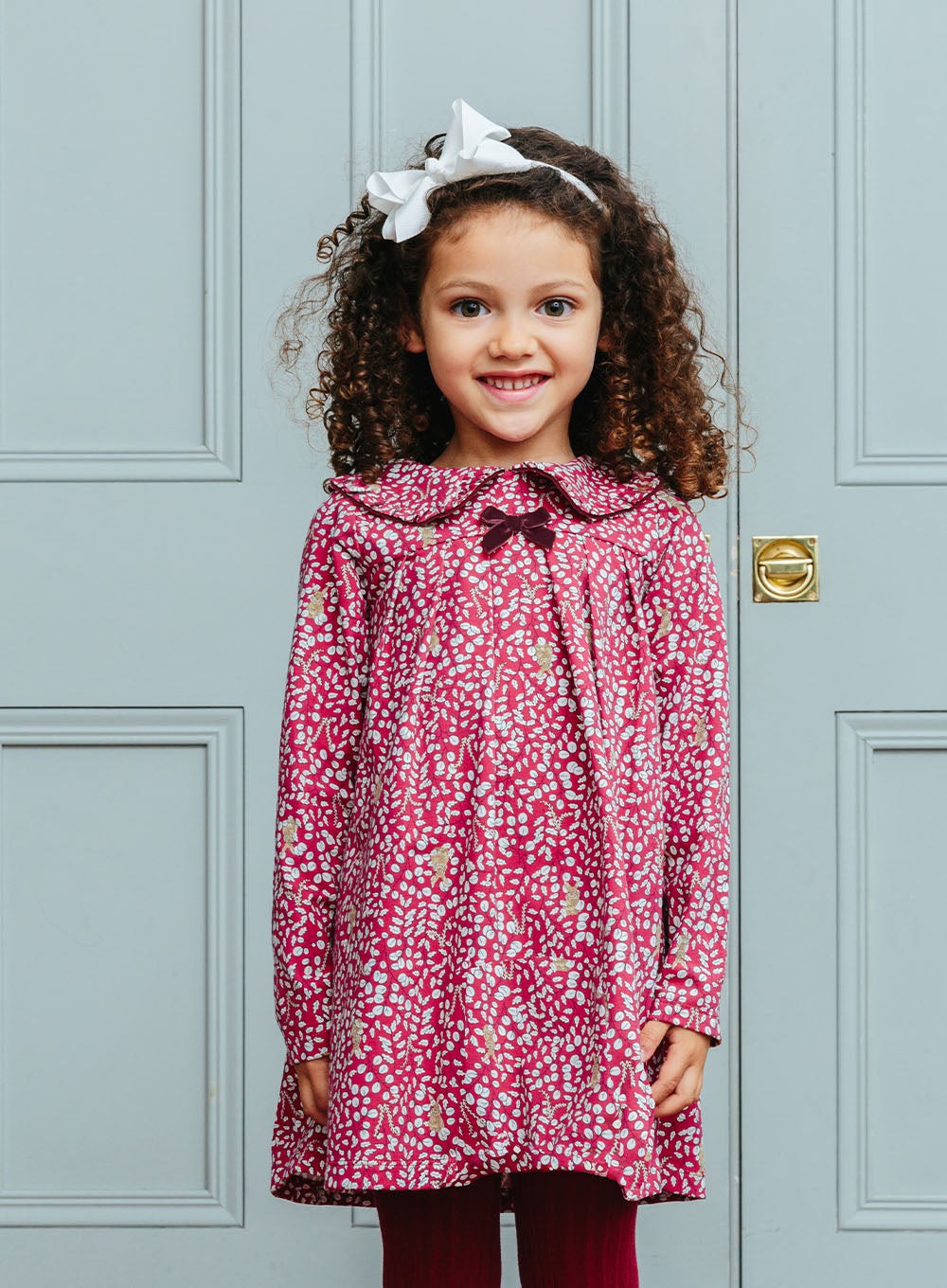 Confiture Girls' Woodland Bunny Jersey Dress in Berry