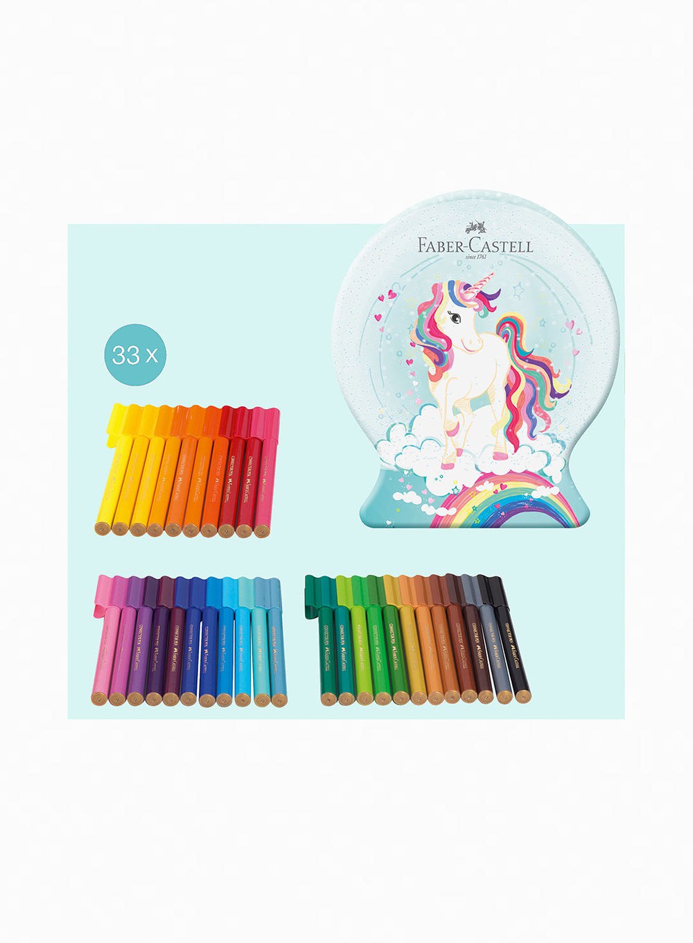 Faber Castell - Unicorn Snowglobe Pens Tin - Trotters London