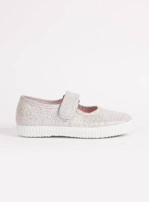 Hampton Canvas  Shoes Hampton Canvas Martha Shoes in Silver - Trotters Childrenswear