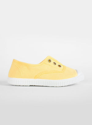 Hampton Canvas Plum Plimsolls in Lemon