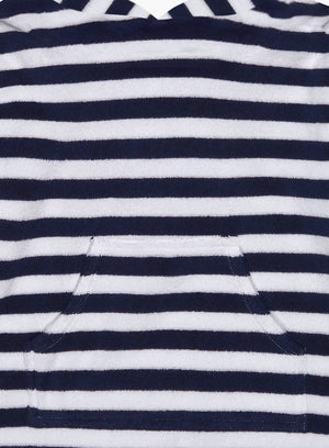 Hampton Swim Towel Towelling Hoody in Navy Stripe