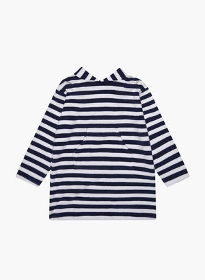 Hampton Swim Towel Towelling Hoody in Navy Stripe